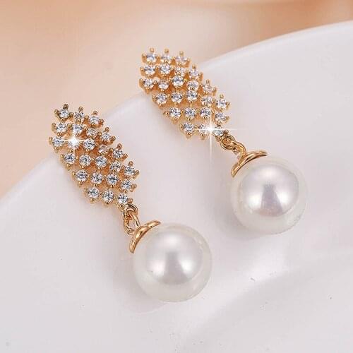 DE141 Fashion Delicacy Elegant Nobility 4A Zircon Earrings GIRLS Gift Party Banquet WOMENS Jewelry Earrings 2021