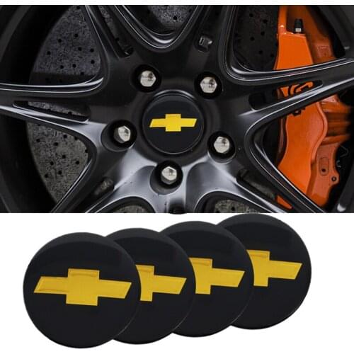 4Pcs Car Wheel Center Cap Emblem Sticker For Chevrolet Equinox Silverado Trailblazer Bolt Cruze Captiva Spark Tahoe Z71 Aveo SS