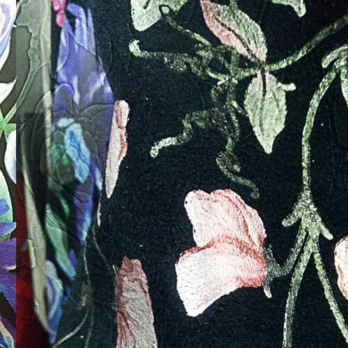 2020 New High Quality Genuine Cowhide Leather Chinese Style Floral Print Suede Natural Fabric For Furniture Handbag Purse