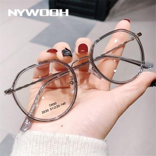 NYWOOH -0 1.0 1.5 2.0 2.5 3.0 to 6.0 Finished Myopia Glasses Women Metal Polygon Transparent Eyeglasses Men Nearsighted Eyewear