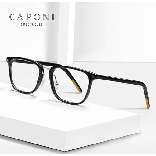CAPONI Men Eyeglasses Frame Anti Blue Light Glasses Computer Using Support Prescription Customized Glasses Box Packing JF5175