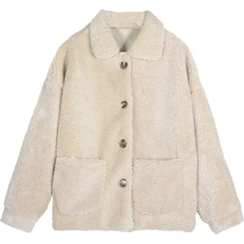 2021 New Spring Autumn Womens Lambswool Coats Furry Jackets Loose Thick Female Outerwear Winter Trendy Lady Oversize Coats M92