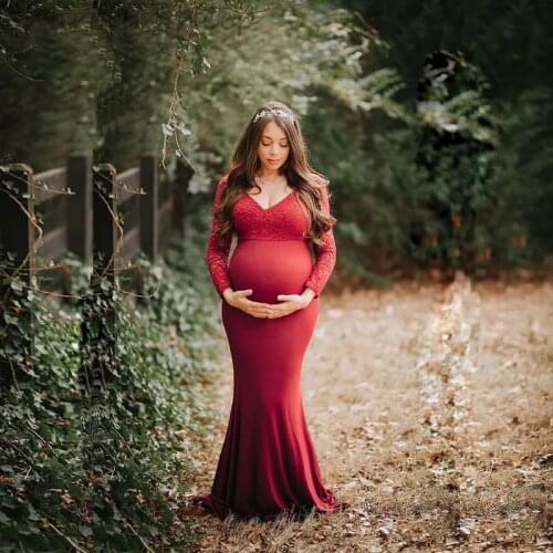 Maternity Photography Long Dresses Gowns for Baby Shower Gift Pregnant Women Pregnancy Photo Shoots Lace Dress Clothes foto Prop