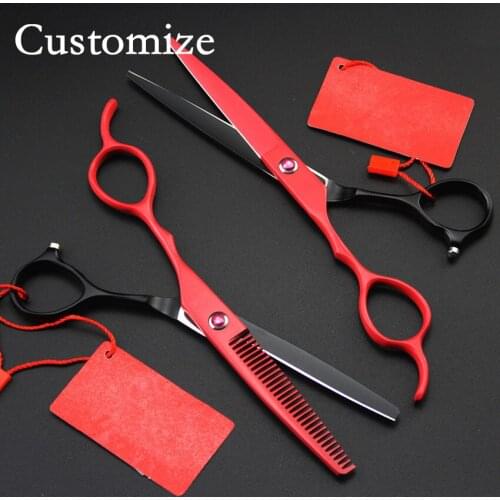 Customize professional Left handed japan steel 6 '' hair scissors cutting barber haircut thinning shears hairdressing scissors