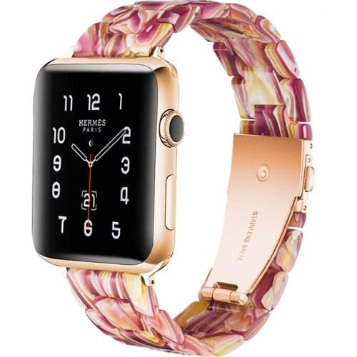 Resin strap for apple watch band 44mm 40mm 42mm 38mm bracelet Stainless Steel Buckle watchband for iwatch pulseira 5/4/3/2/1