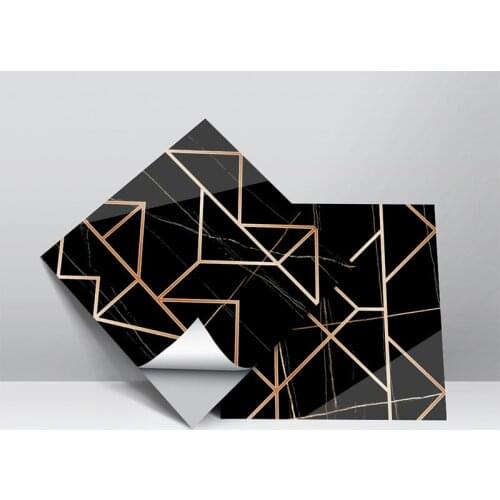Luxury Black Tile Wall Stickers 3D Wallpapers Waterproof Vinyl Decorative Mural Panel Self Adhesive DIY Decal Kitchen Bathroom