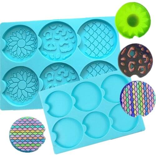 DIY Epoxy Resin Three Different Car Coaster Silicone Mold Pattern Round Base Model