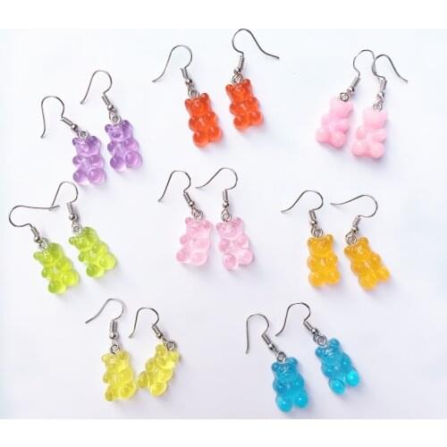 Hot Selling Bear Rainbow Rubber Candy Earrings with Soft Cute Earrings Ear Clip Ear Stud for Little Girl Birthday Party Gifts