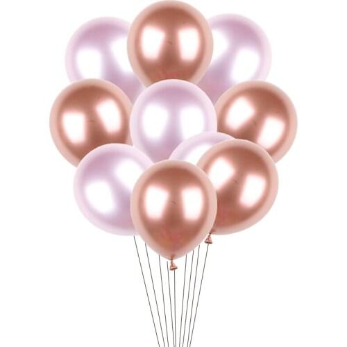 10pcs Party Balloons Rose Gold Chrome Metallic Latex Balloon Pearly Metal Ballon Wedding Birthday Party Supplies Decoration Toys