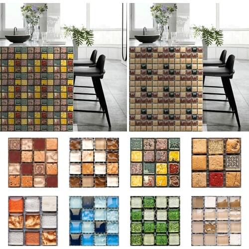 10PCS 1 SET 10X10CM Mosaic tile wall stickers for bathroom kitchen wallpaper Waterproof Mosaic tile wall sticker