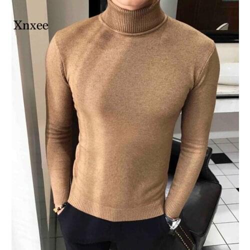 Winter High Neck Thick Warm Sweater Turtleneck Brand Mens Sweaters Slim Fit Pullover Men Knitwear Male Double Collar S-3Xl