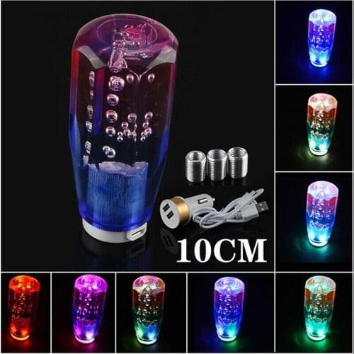 Car decoration Crystal Bubble RGB LED LIGHT Shift Knob Universal Shifter Gear Parts 10CM