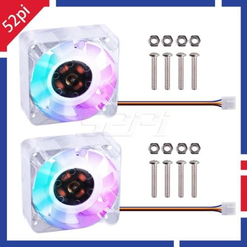 52Pi 2 PCS 4010 Brushless RGB Light Cooling Fan 4010 PWM Colorful Slow Flashing Transparent Fan For Jetson Nano