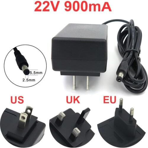 VORED 1PCS 22V 900mA Charger Switch Power Supply Adapter EU/US/UK Plug 5.5x 2.5mm with 1.5m Cable Free Shipping