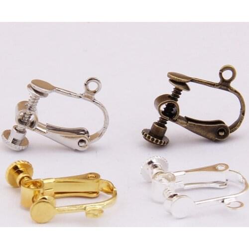 12mm Clip On French Earring Hooks Gold Silver Bronze Color Metal Clasps for DIY Earring Jewelry Making Findings Supplies