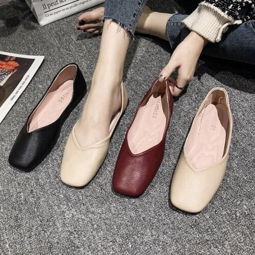 2020 ladies single shoes spring new Comfortable square head soft skin Elegant generous wild shopping dating womens shoes U25-07