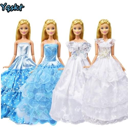 10 Pcs/set (4 Dress+6 Necklace)Wedding Dress Various Styles Evening Dress Beautiful Princess Dress for 12 Inch Doll Accessories