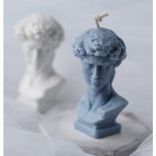 1PC 3D David Plaster Portrait Silicone Mold European Greek Roman for Candle Making DIY Handmade Resin Plaster Wax Mould Gift SW
