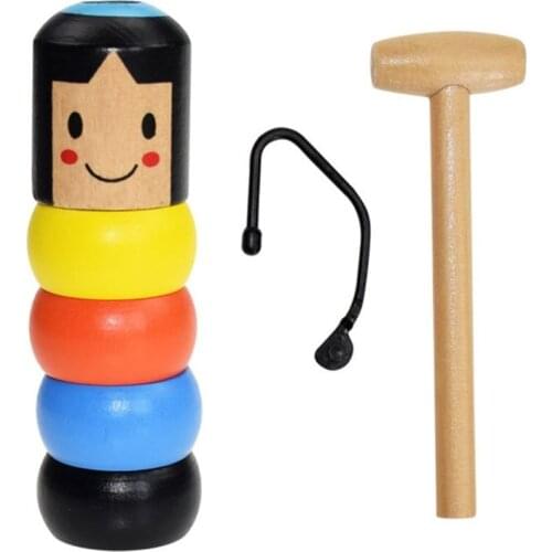 1PC/Set Kids Magic Little Wooden Doll Toy Funny Trick Comedy Magia Props Immortal Puppet Street Stage Magic for Children Gift