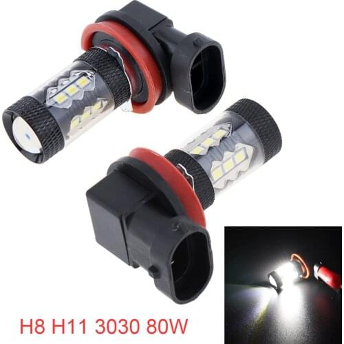 2PCS H8 H11 80W LED Auto Fog Driving Light Car Head Lights Lamp Bulbs Super White 6500K Fit for Car Automobiles Motorcycle