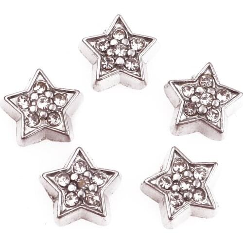 20Pcs/Lot Rhinestone Star Alloy Floating Charms Hand-made DIY for Glass Lockets