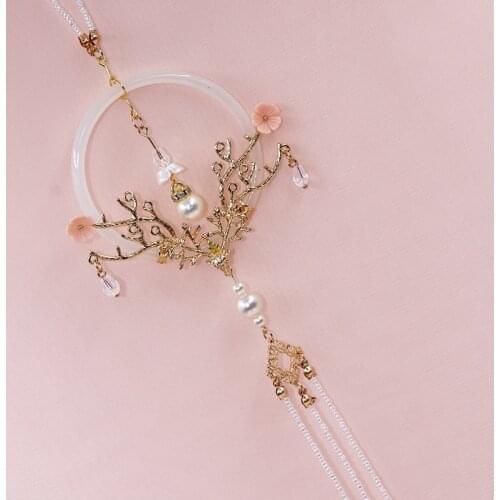 2021 chinese classical cheongsam hanfu rice beads long tassel pendant oriental elk design oriental clothing accessories