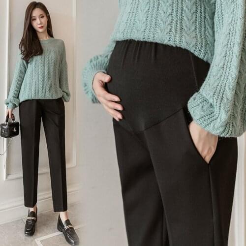 32052# Maternity Pants Summer Casual Pants Loose Solid Color Comfy Belly Support Pants Elastic Waist Maternity Trousers