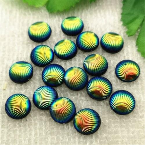 Hot 40PCS AB Resin 10mm Round Shell Flatback Rhinestone Scrapbook Wedding Crafts