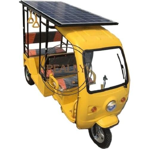 6-7 Passengers Transport Electric Tricycle Three Wheels Passenger Vehicles Tuk Tuk Car With Solar Panels