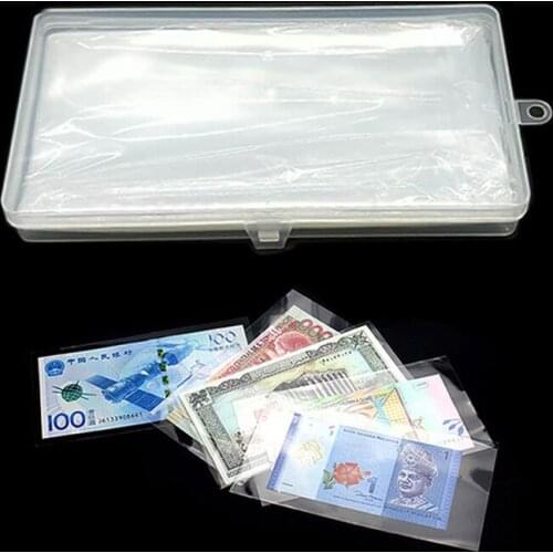 100pcs Paper Money Banknotes With Box Money Transparent PVC Page Of Paper Money Coin Album Coin Money Holders