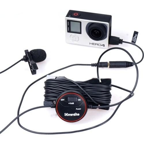 Commlite CVM-V03GP CoMica dB Adjusting Lavalier Microphone Clip-on Omnidirectional Condenser Mic for GoPro HERO3 3+ 4 + Wind Muf