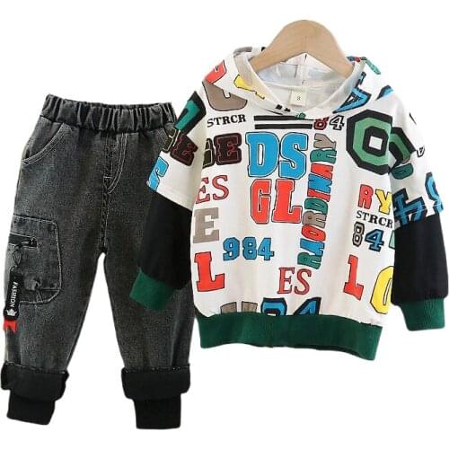 Spring Autumn Kids Casual Clothes Boy Baby Girl Hooded Jacket Pants2Pcs/sets Children Letter Clothing Toddler Fashion Tracksuits