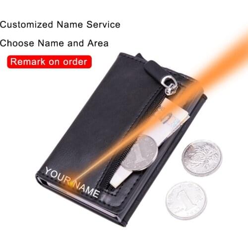 DIENQI Carbon Rfid Credit Card Holder Men Leather Metal Wallets Slim Coin Holder Bank Cardholder Case Travel Minimalist Wallet