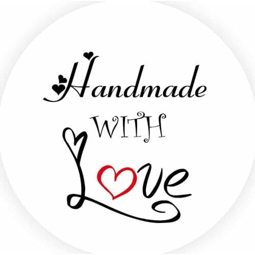 DouxArt 100pcs 40mm Handmade with Love Stickers Seals Wedding Engagement Anniversary Party Decoration Stickers Label V031