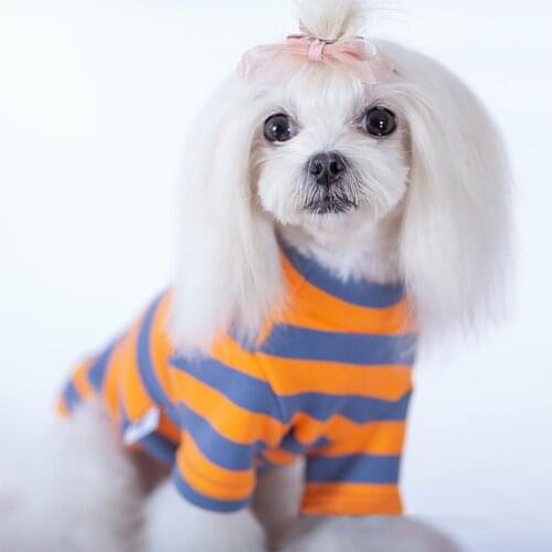 1Pc Cat Dog T-shirt Striped Breathable Cotton Clothes Soft Warm Pet Supplies for Autumn Winter Easy to Wearing Washable