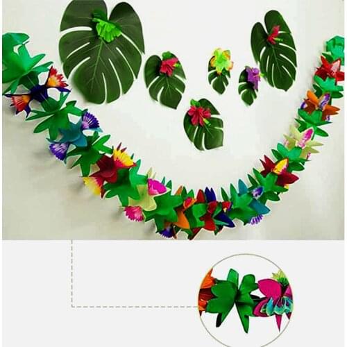Hawaii Party Banner Flamingo Parti Hawaiian Garland Turtle Leaf Tropic Forest Theme Festoon Summer Beach Birthday Party Decor