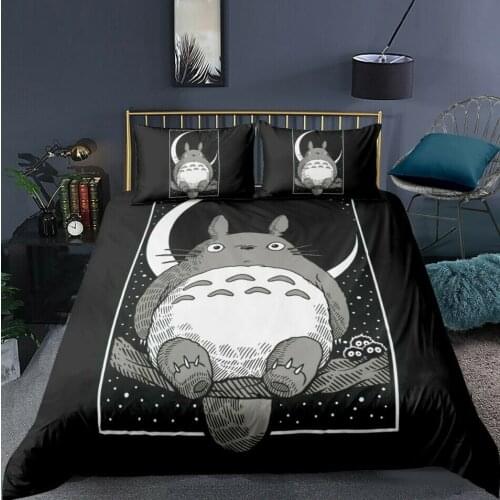 Black Totoro 3d Bedding Set Japan Cartoon Anime Movie Printed Duvet Cover Sets Pillowcases Twin Full Queen King Size Boys Girls