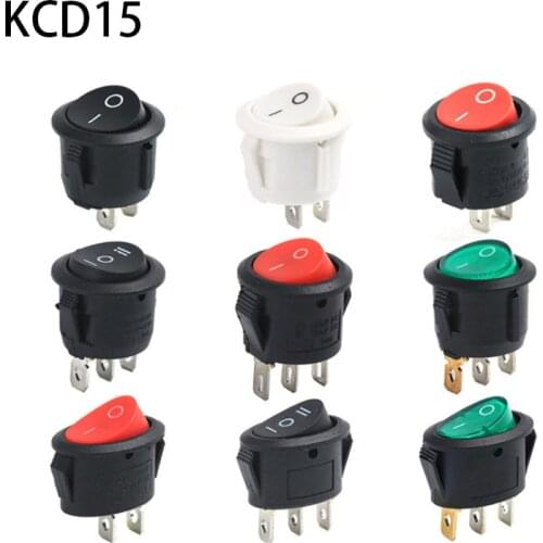 15 20MM KCD1-105 Diameter Small Round Boat Rocker Switch Switches Mini Round 2 3PIN Black White Red Power Switch cap