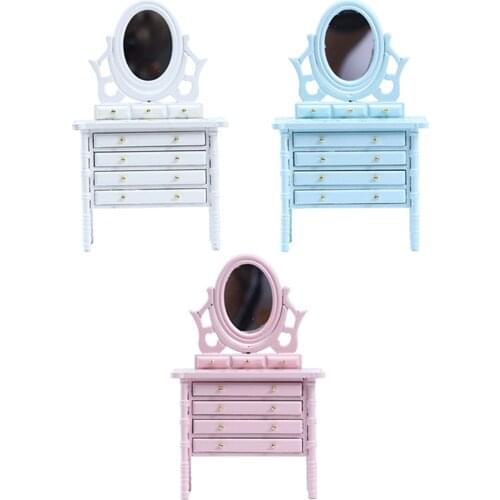 Dollhouse Miniature Furniture 1/12 Scale Kids Dressing Table Bedroom Decor