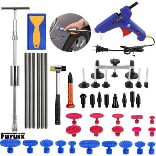 Paintless Dent Repair Kit with Slide Hammer T-bar Dent Puller and 20pcs Blue Tabs for Car, DIY Auto Body Dent Repair