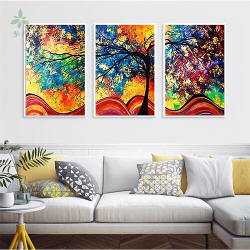 Wall Art Canvas Abstract Oil Painting Tree Landsacpe Poster Prints Canvas Pictures For Living Room Home Decor