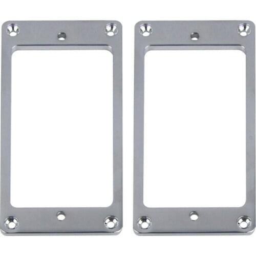 New 2pcs Chrome Metal Flat Guitar Humbucker Pickup Frame Mounting Ring Big Size Frame 92x46x2mm