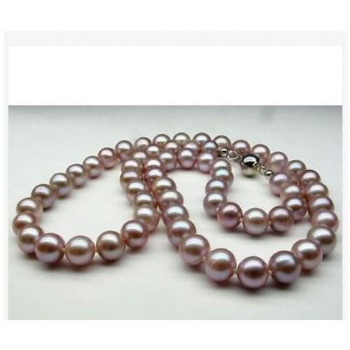 New arrive 9-10 mm natural south sea purple pearl necklace 18 "