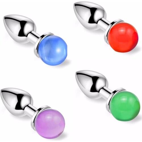 New hot Small size Colorful Glass ball Dia 28mm anal plug basic beads metal butt insert bullet vibration sex toy for men women