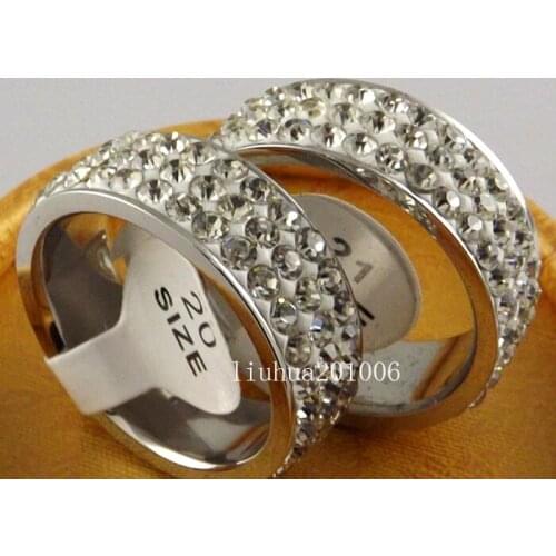 WHOLESALE 12 pcs High quality With zircon Stainless steel RINGS jewelry lots Free shipping