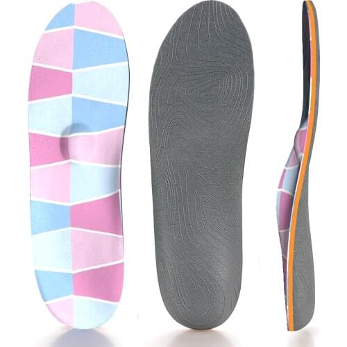Colorful Blocks High Arch Support Insole Memory Foam Ease Foot Pain Pressure Orthopedic Insoles for Men and Women