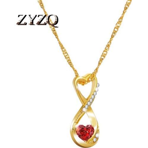 ZYZQ Gold Color Ethnic Simple Crystal 8 Pendent Necklace For Charm Women Birthday Party Fashion Jewelry Trendy Gift