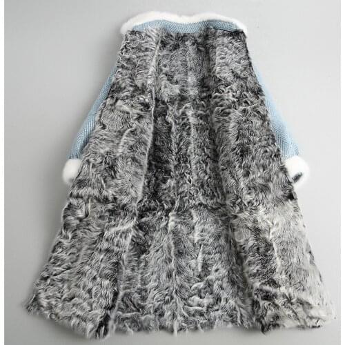 Real Female Mink Collar Woolen Coats Winter Jacket Women Natural Lamb Fur Tweed Coat Korean Outerwear MY