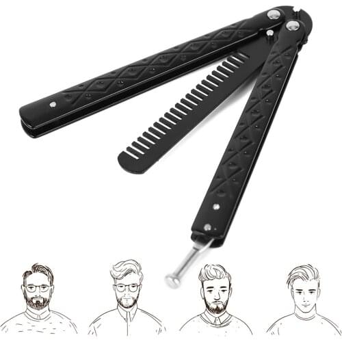 Camping Metal Folding Balisong Trainer Comb Butterfly Knife Safety Trainer Outdoor Traveling Accessories Tools