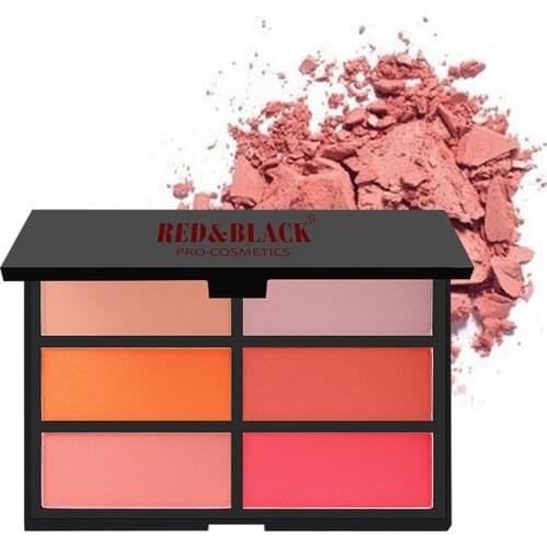 R&B Makeup 2PCS Cheek Blush Powder 6Color blusher different color Powder pressed Face Blusher with gift of HD foundation